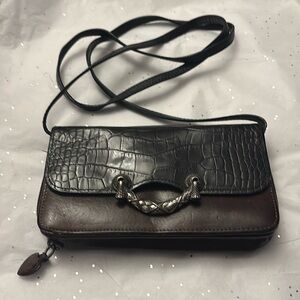 Vintage Brighton Brown Crocodile Leather Crossbody Wallet